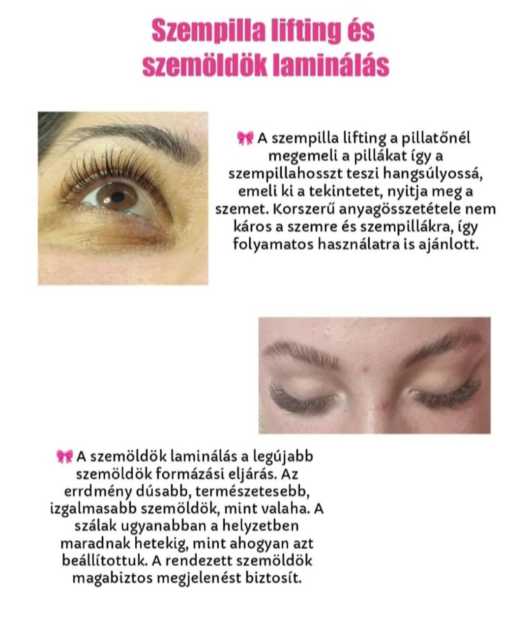 Szempilla lifting és Szemöldök laminálás